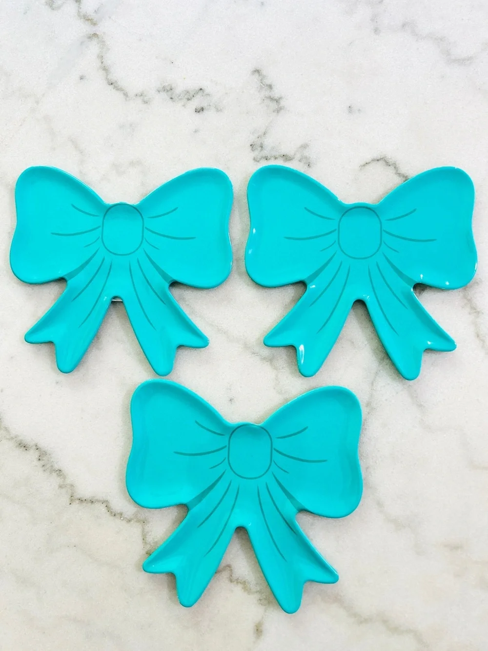 3 Bow Plates The Spring Shop Teal Green Bow Plate- Party Bow Tray -Bow Dishes